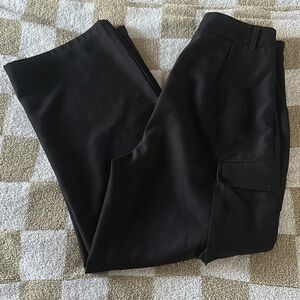 Black wide leg cargo trousers